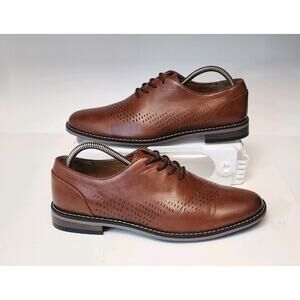 Perry Ellis Men's Bermuda Brown Oxfords Faux Leather Dress Shoes Size 8